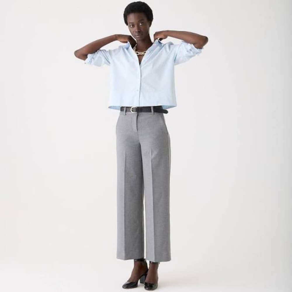 J. Crew Sydney Wide Leg Crop Pant in Four-Season Stretch Gray Size 14